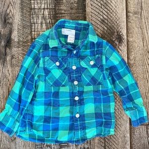 J. Crew Crewcuts blue and green plaid flannel button down shirt | 2T
